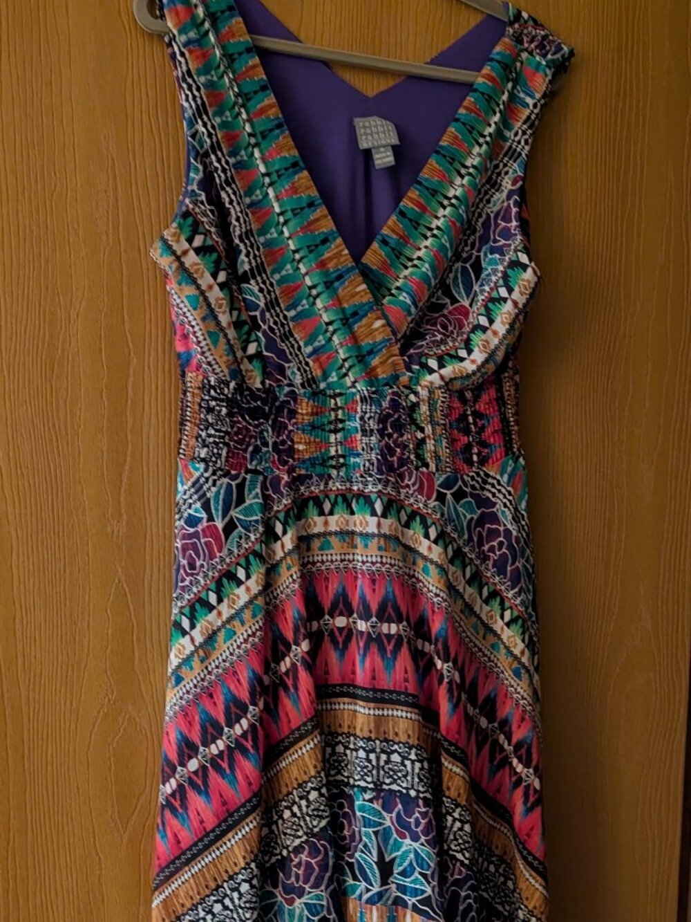 Rabbit Rabbit Rabbit Boho Handkerchief Hem Midi Dress Multicolor Y2K